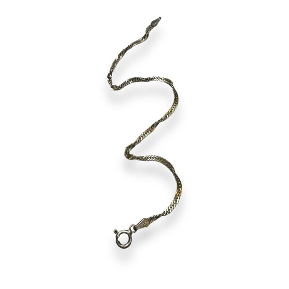 Sterling Silver 7" Italian Twist Chain Bracelet - Picture 1 of 9